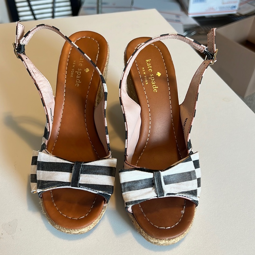 Kate Spade shoes boardwalk striped sandals wedges